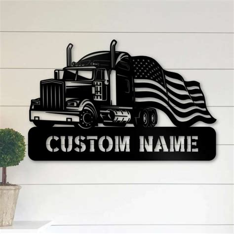 Semi Truck Gifts For Truck Drivers American Flag Metal Truck Decor ...