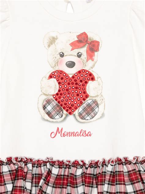 Monnalisa Teddy Bear Print Dress White Farfetch