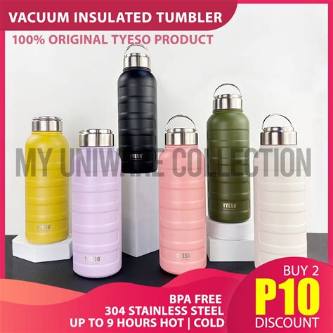 Tyeso Vacuum Insulated Tumbler Hot And Cold Thermoflask Stainless Steel Water Bottle Shopee