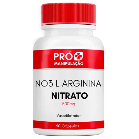 NO3 L Arginina Nitrato 500mg Vasodilatador 60 Cápsulas