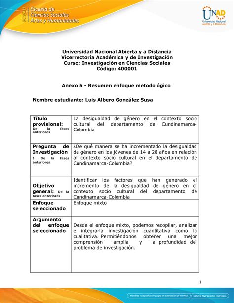 Anexo 5 Resumen enfoque metodológico Universidad Nacional Abierta y