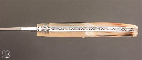 Couteau Laguiole custom de Jérôme Latreille Pointe de corne blonde
