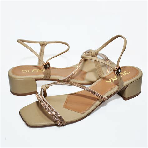 Sand Lia Salto Bloco Baixo Dlidya Nude Strass Zero Balla