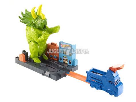 Hot Wheels City Playset Attacco Del Triceratopo Con Lanciatore E