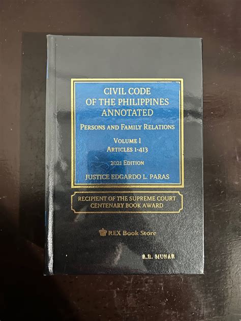 Civil Code Of The Philippines Annotated Vol 1 By Paras 2021 Hobbies