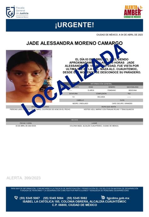 Fiscal A Cdmx On Twitter Informamos Que La Adolescente Jade