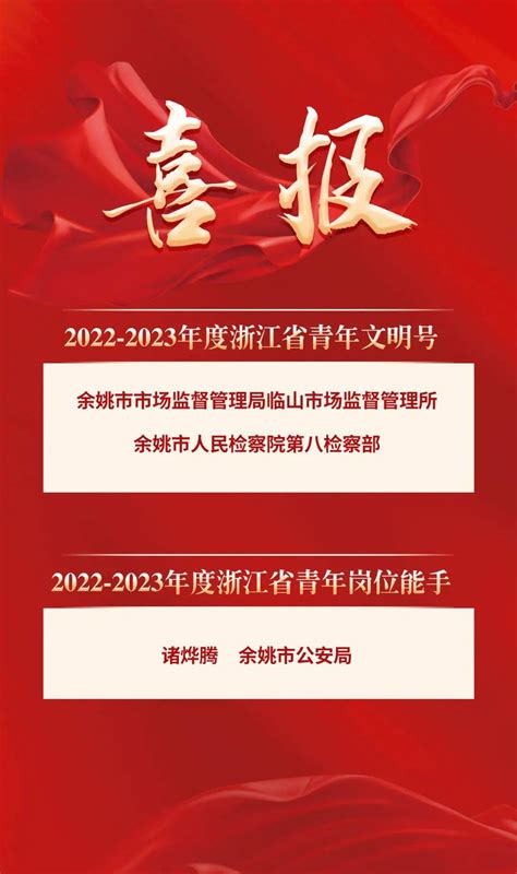 喜报！余姚这些集体和个人获评2022 2023年度浙江省青年文明号、青年岗位能手！工作服务综合