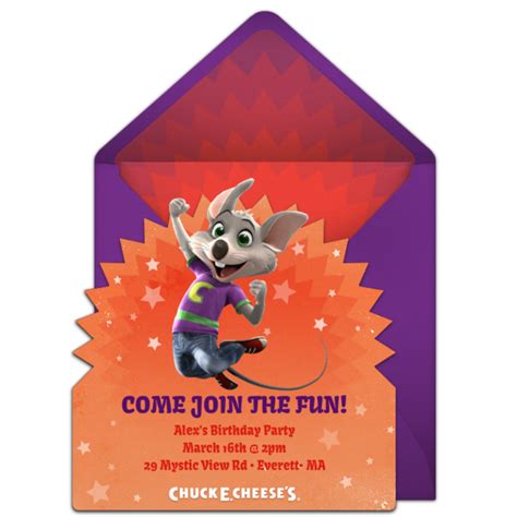 Free Chuck E Cheese Party Photo Invitations Birthday Party