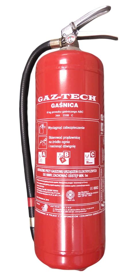 Gaśnica proszkowa 6 kg ABC GAZ TECH TIR GAŚNICE AiTBHP pl