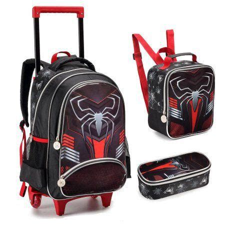 Kit Mochila Infantil Rodinha Homem Aranha Escolar Lancheira Denlex