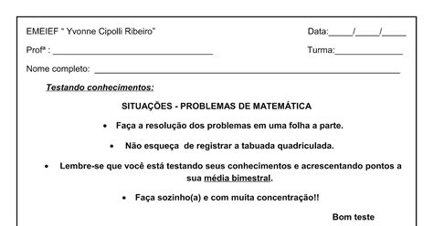 Situacoes Problemas 5 Ano
