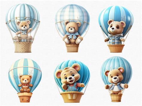 Teddy Bear Clipart Hot Air Balloon Clipart Baby Shower Etsy