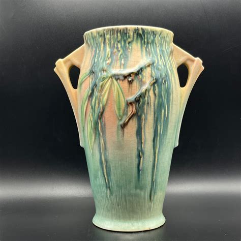 Vintage Roseville Moss Pottery Vase Model No 780 8 Hand Painted