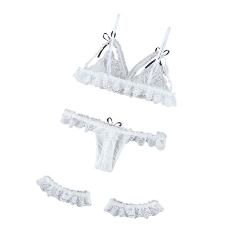 Sexy Lingerie Women Fashion White Suspender Backless See Through Lace
