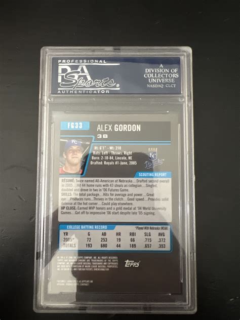 2006 BOWMAN CHROME FUTURE GAME PROSPECTS FG33 ALEX GORDON RC PSA 10 EBay