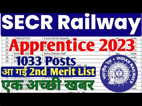 Secr Railway Apprentice Nd Merit List Rrc Railway