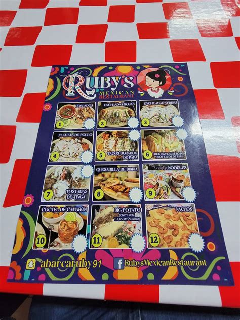 Menu At Rubys Mexican Restaurant Tyler E Gentry Pkwy