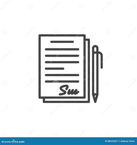 Signed Contract Document Line Icon Outline Vector Sign Linear