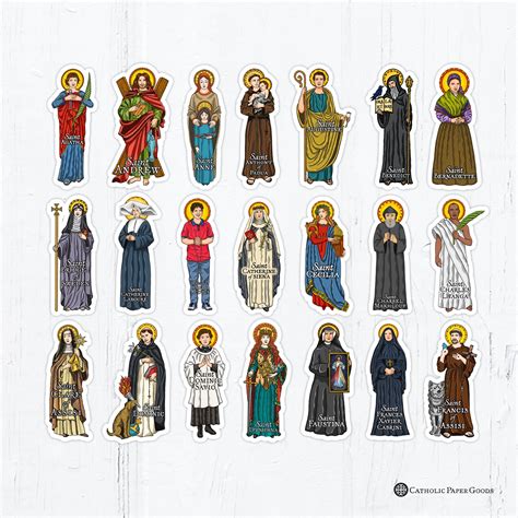 Catholic Saints 4 Inch Individual Die Cut Vinyl Stickers Peel And Stick Catholic Saint Stickers