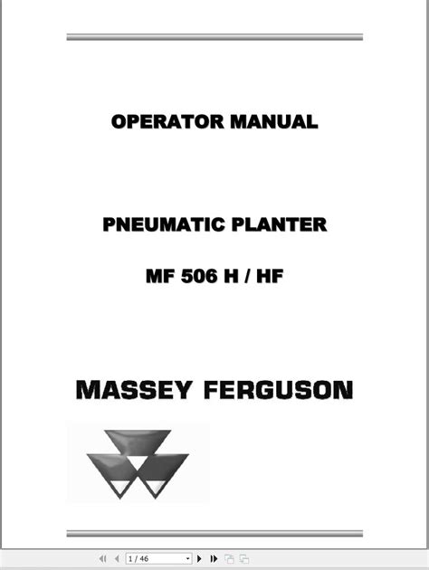 Massey Ferguson Pneumatic Planter Mf H Mf Hf Operator Manual Auto