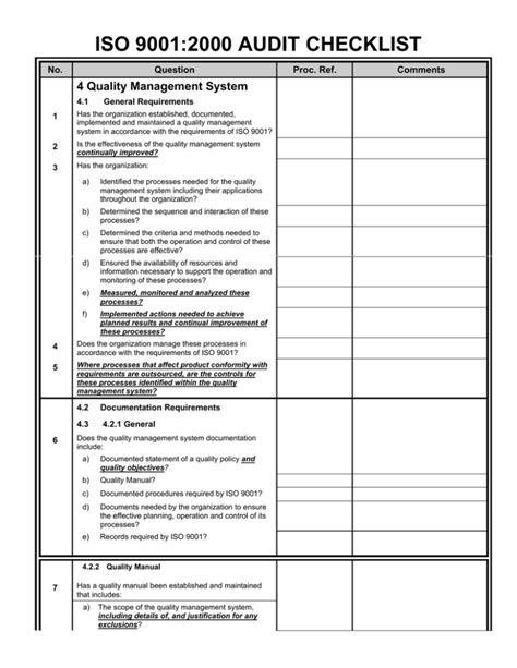 Iso Quality Management System Template