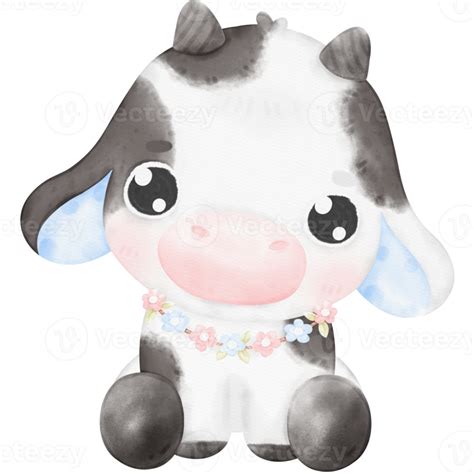 Cute Baby Cow watercolor Illustration 17745575 PNG