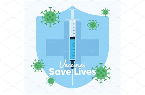 Vaccine save life cartoon poster | Vector Graphics ~ Creative Market