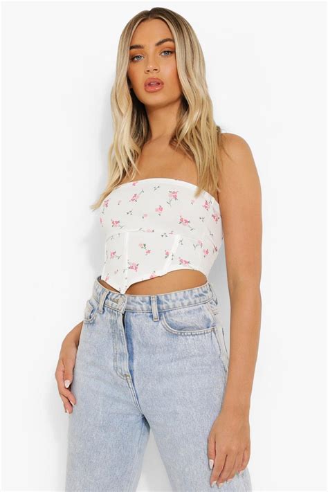 Floral Print Corset Style Crop Top Boohoo