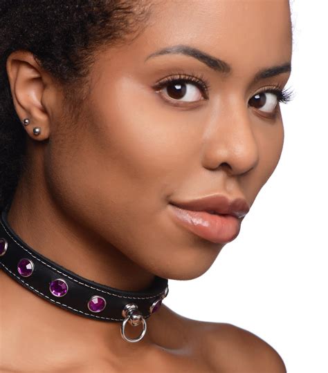 Royal Vixen Leather Choker With Rhinestones Purple Sex Toy Distributing