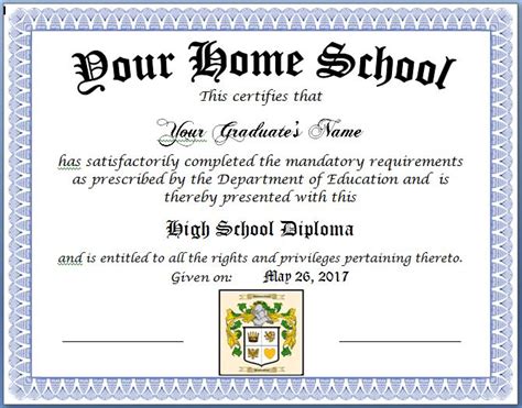 Free Homeschool Diplomas Template Bank2home