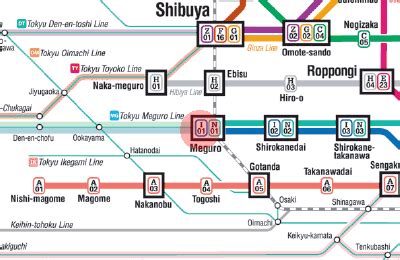 I-01 Meguro station map - Tokyo Metro