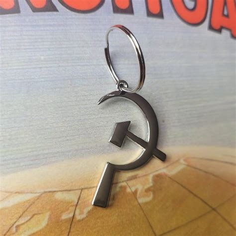 Hammer And Sickle Keychain Metal Big Soviet Keychain Communist Keychain