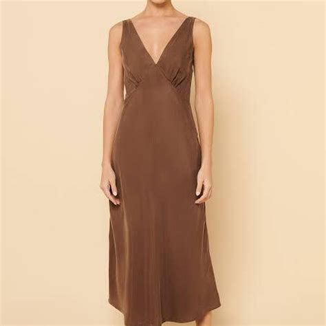 Nude Lucy Reese Cupro V Neck Bias Midi Slip Dress In Depop