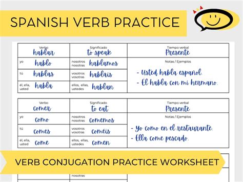 Spanish Verb Practice Study And Practice Pack Conjugation Tables