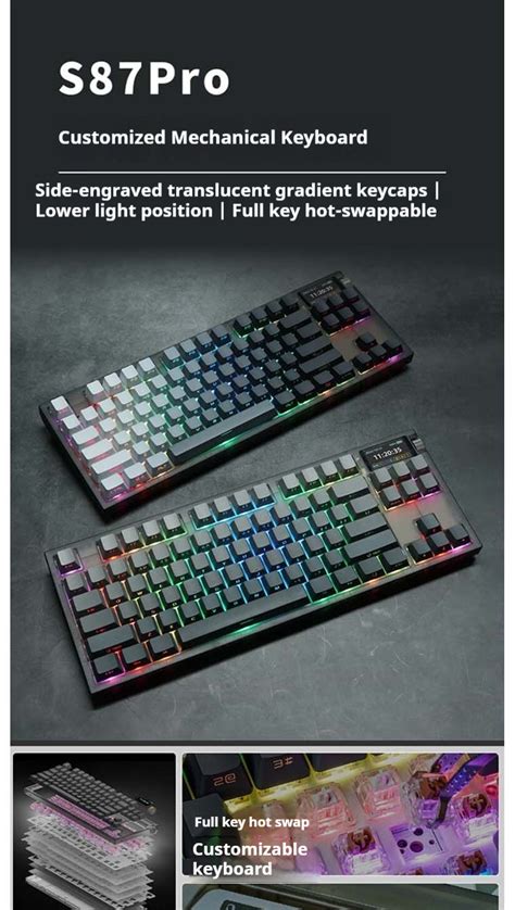 RECCAZR S Pro Hot Swappable Side Engraved Mechanical Keyboard Gasket Structure Three Mode