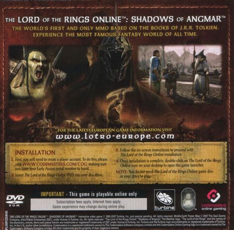 The Lord Of The Rings Online Shadows Of Angmar Pre Order Version