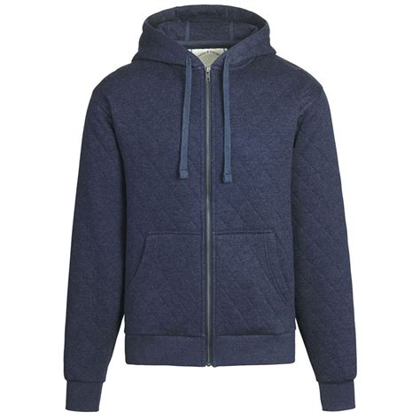 Landway Men S Heather Navy Kingsley Quilted Fleece Hoodie