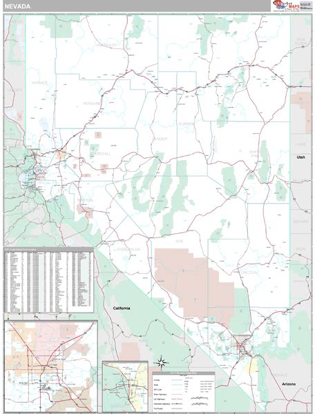 Nevada Zip Code Wall Map Premium Style By Marketmaps