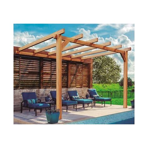 Pergola adossée en bois brut Cadiz 4x3m 12m2