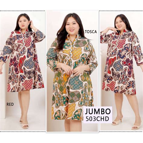 Jual BIGCLO COD LD 120 130cm Dress Batik Jumbo 503 Baju Kantor