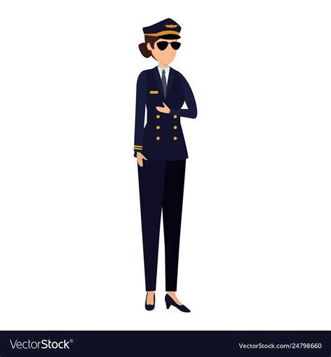 Female Aviation Pilot Avatar Character Royalty Free Vector