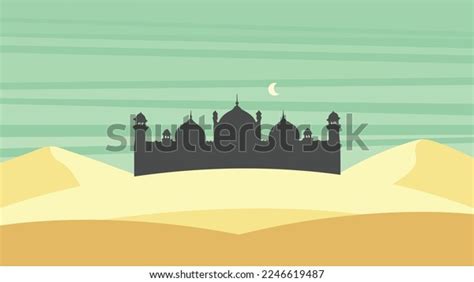 Desert Landscape Background Illustration Vector Silhouette Stock Vector ...