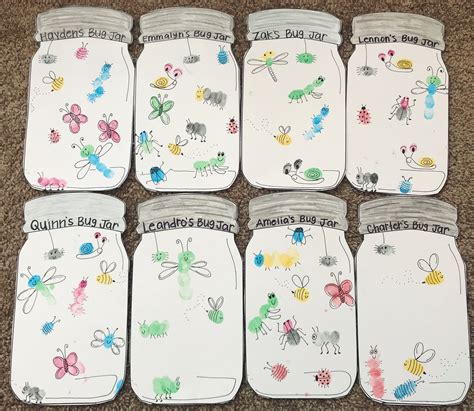 Fingerprint Bug Jars Bugs Preschool Prek Crafts Fingerprint Art Kids