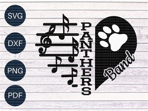 Panther Svg Marching Band SVG Band Svg Music Heart Design Etsy