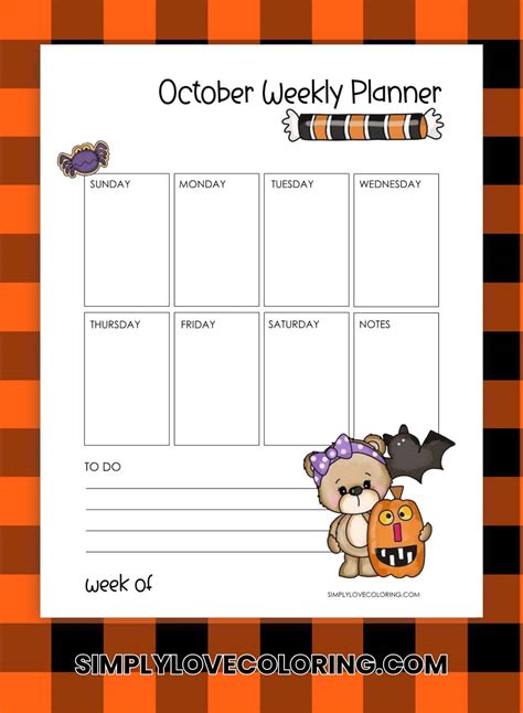 October Planner Printables (Free PDF Download) - Simply Love Coloring