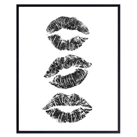 Lips Black And White Wall Art Kiss Cute Trendy Room Decor Minimalist Wall Art