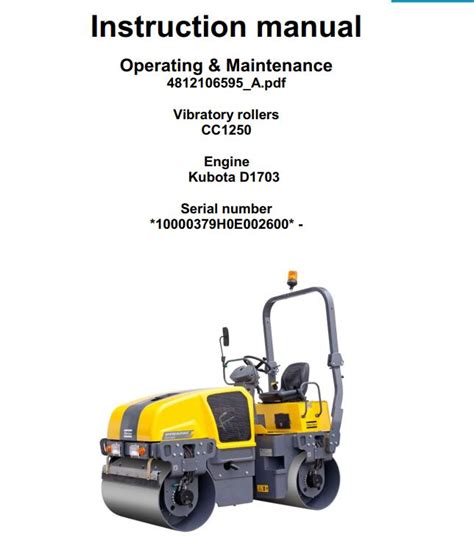 Dynapac Vibratory Roller Cc Parts Operation Maintenance Manual