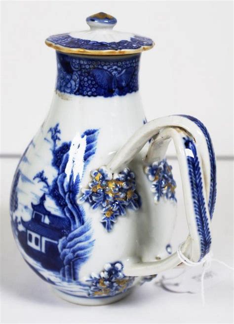 Blue White Chinese Export Jug With Pagoda Scene S Ceramics