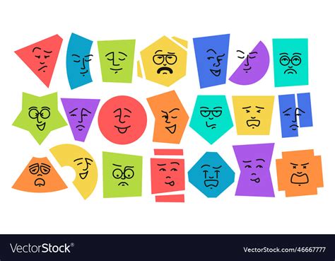 Geometric Shapes With Emotions Abstract Basic Vector Image