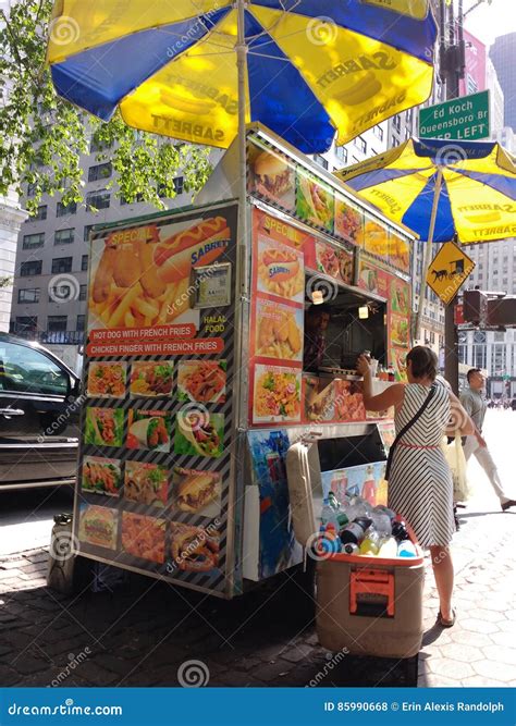 New York City Street Food Vendor on 5th Avenue Near Central Park